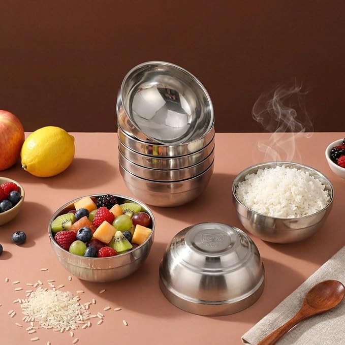 Mimorou 30 Pack 304 Stainless Steel Bowls Set 13oz Metal Double Walled Insulated Snack Mixing Lightweight Multipurpose Toddler Dinner Bowls for Ice Cream, Cereal, Snack