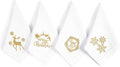 Bedding Craft Cotton Cloth Dinner Napkins Set of 12 – 18x18 White with Gold Embroidery – Reusable Machine Washable Fabric Napkins for Weddings, Parties & Everyday Dining