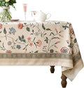 ISAENNE Designer Chinoiserie Linen Floral Long Tablecloth Rectangle,White Wrinkle Resistant Table Cloth,Elegant Decor Tablecloths for Dining Thanksgiving Kitchen Party Christmas,63"*102"-Daffy