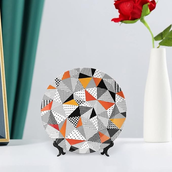 Ceramic Plates, Abstract Decor Decorative Ceramic Plates, Fashionable Polygonal Artwork Panes Craft Projects, 7 Inch, Household Plates Decorative, Multy