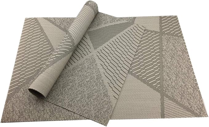 Gugrida Natural Placemats Woven Vinyl Non-Slip Insulation Heat Stain Resistant Washable Table Placemats Kitchen Dining Table Top Meal Mat Place Mats PVC Set of 6, Natural Wood Color