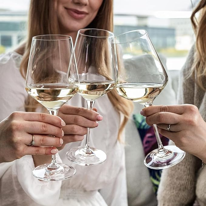 Krosno Large White Wine Glass | Set of 4 | 13.2 oz | Avant-garde Collection | Perfect for Home, Restaurants and Parties | Dishwasher Safe | Lead-Free Crystal Glass