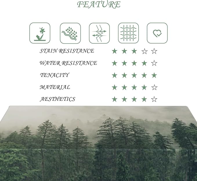 60x102 Inch Nature Scenery Rectangular Tablecloth Foggy Wild Forest Mysterious Secret Realm Table Cloth Waterproof Durable Table Cover for Home Game Room Banquet Picnic Outdoor BBQ Decor