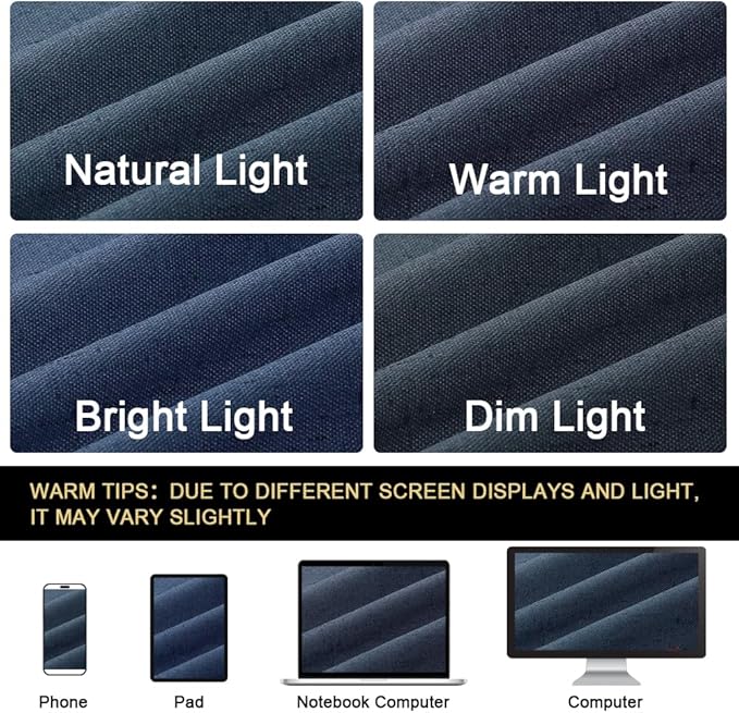 PrinceDeco Linen Blackout Curtains 108 Inches Long Thermal Insulated Textured Blackout Curtains 2 Panels Set Grommet Textured Curtains with White Liner for Bedroom Living Room(52x108 inch,Navy)