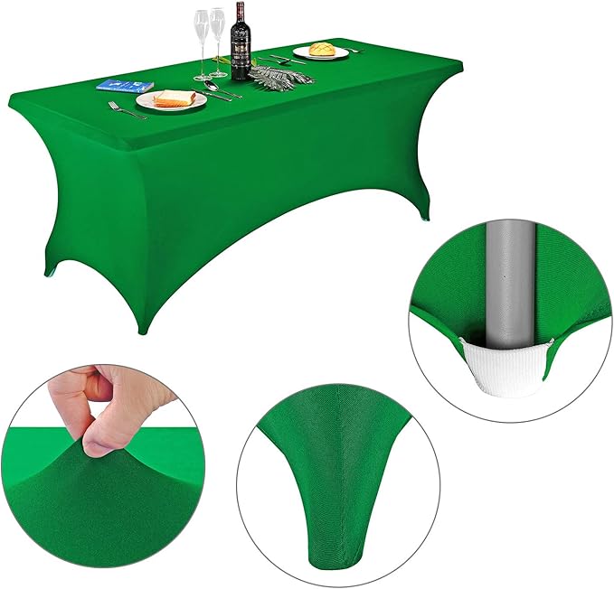 LZY Spandex Fitted Stretch Table Cover for 6 ft or 4ft or 8ft Folding Table, Rectangular Cocktail Tablecloth, Perfect for Party or Banquet