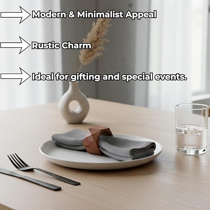 Handmade Wood Napkin Ring Set of 12 for Dining, Anniversary, Birthday, Christmas Napkin Ring for Home and Kitchen Décor Festive Party Gift Farmhouse for Table Decorations (Brown) - ALPHA Living HOME