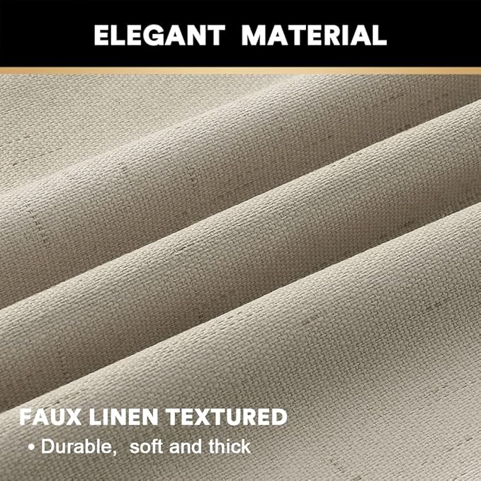 PrinceDeco Linen Blackout Curtains 108 Inches Long Faux Linen Blackout Curtains for Bedroom Extra Wide Curtains for Sliding Glass Doors Extra Wide Patio Door Curtains,W100 X L108 Inch,Cobblestone