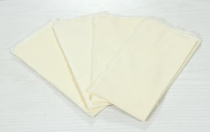 ACCENTHOME Ivory Cotton Linen Napkin Set of 12 18x18 inch Dinner Napkins - Washable Soft Premium Hotel Quality Reusable Hemmed Edges Napkins Perfect Table Linens for Family Dinners, Weddings