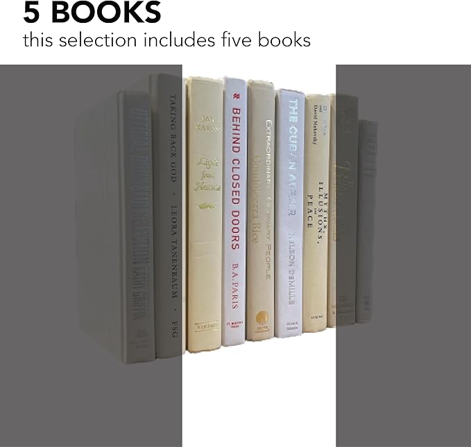 Real Books by Color® (Set of 5, White Cream) Decorative Bookshelf Home Decor Shelf Styling Photo Prop