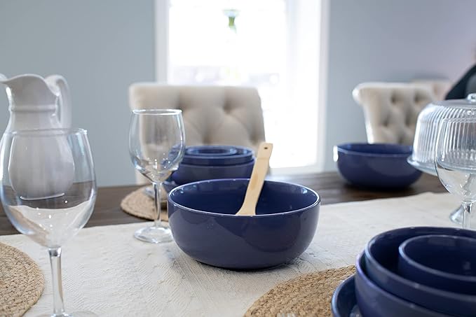 Elanze Designs Bistro Glossy Ceramic 8.5 inch Large Serving Bowls Set of 2 - Perfect for Multiple Everyday Uses: Pasta, Salad, Ramen, Soup, Popcorn, Noodles, Cereal and Mixing Bowls, Violet Purple