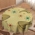 Mid Century Round Tablecloth, Retro Abstract Atomic Boho Geometric Art Printed Tablecloth for Home Party Dining Room Kitchen Decor 50Inch(127cm)