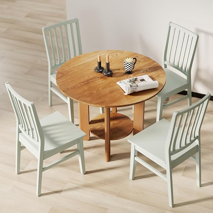 Green Wooden Dining Chairs Set of 8, Farmhouse Dining Room & Kitchen Chair with High Back, Spindle Windsor Armless Side Chair for Living Room Dining Room Kitchen Restaurant Balcony