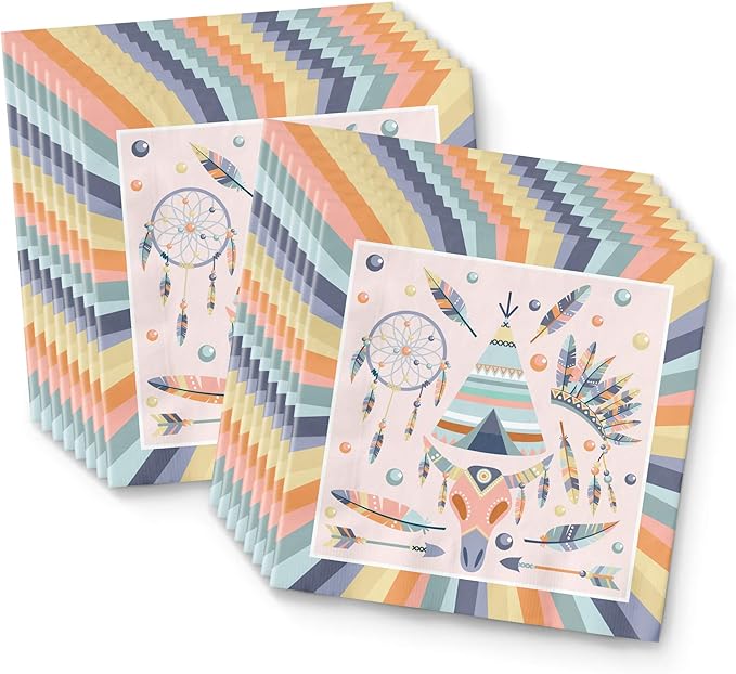 Tribal Boho Birthday Party Supplies Set Plates Napkins Cups Tableware Kit for 16
