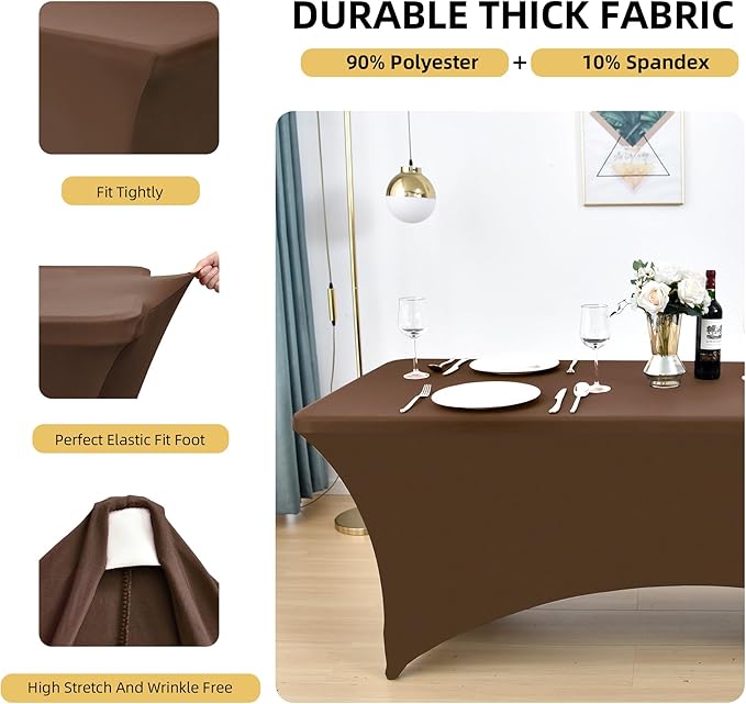 2-Pack 8ft Spandex Table Covers for Rectangle Folding Tables - Washable Elastic Tablecloth - Ultimate Fitted Table Protector for Birthday Parties, Trade Shows, Banquet