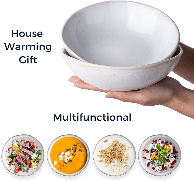 AmorArc Ceramic Cereal Bowls Set of 6, 24 oz Handmade Stoneware Bowls Set for Cereal Soup Salad, Stylish Kitchen bowls for Meal, Dishwasher & Microwave Safe, Reactive Color
