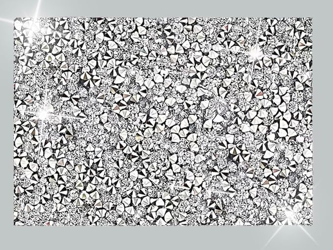 Silver Placemat Heat Resistant Square Trivet With Rhinestone Decor - Crushed Diamond Bling Sparkly Mat Set of 1