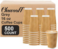 500 Pack 16 oz Disposable Coffee Cups No Lids, Insulated Ripple Wall Paper Coffee Cups 16oz for Hot Chocolate Tea Home Travel Office (Champagne)