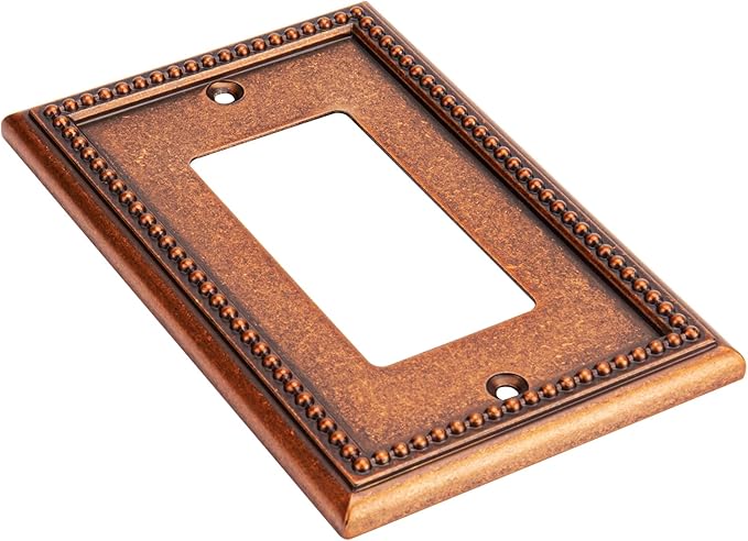 Henne Bery Raised Pearls Decorative Wall Plate Switch Plate Outlet Cover (Single Decorator 3PK, Sponged Copper)