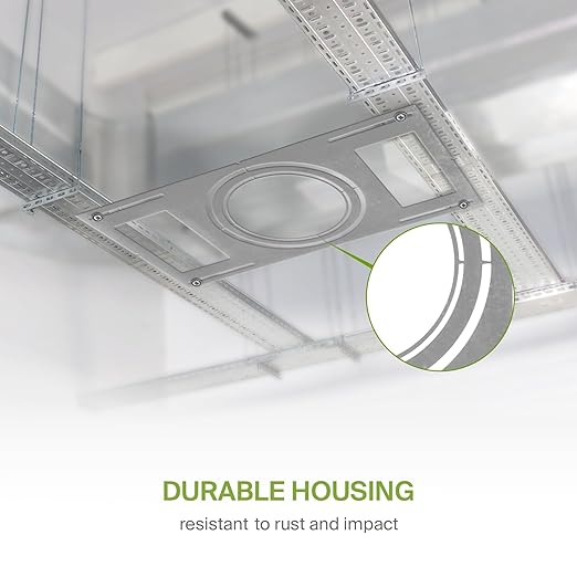 ASD New Construction Mounting Plate with Symmetric Round Hole - 8-10-12" Flat Steel Rough-in Wafer Light Bracket, LED Recessed Lighting Housing, 6 Pack