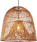 17.7" Hollow Rattan Hanging Lights Woven Wicker Lamp Shade French Romance Decor Pendant Light Bamboo Ceiling Pendant Fixture for Dining Room Living Room Restaurant Bar