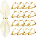 16Pcs Metal Gold Napkin Rings Set, Stainless Steel Metal Gold Napkin Holder, Fall Thanksgiving Christmas Easter Napkins Rings for Table Decor Wedding, Banquet, Party