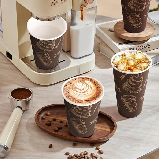 Paper Cups 16 oz 180 Pack, Disposable Coffee Cups, Dispoable Paper Drinking Cup for Coffee, Hot Cups for Party, Picnic, Travel, and Events