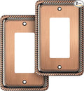 Henne Bery Rope Edge Decorative Wall Plate Switch Plate Outlet Cover (Single Decorator, 2 Pack, Antique Copper)