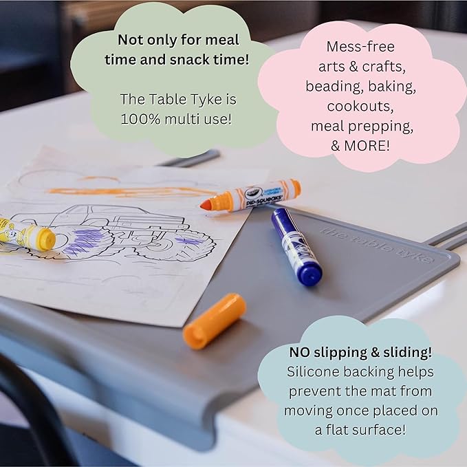The Table Tyke Silicone Placemats for Toddlers with Patented Edge Bumper | Kids Placemats Non Slip Travel Ready | Baby Placemat BPA Free for Restaurant Dining Table | Hunter Green