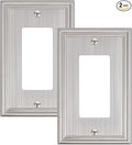 2-Pack Decorator Outlet Cover Plate, Brushed Nickel Decorative Switch Plates and Outlet Covers, Durable Zinc Alloy Wall Plates for Electrical Outlets, Receptacle, GFCI Outlet, Dimmer Switch