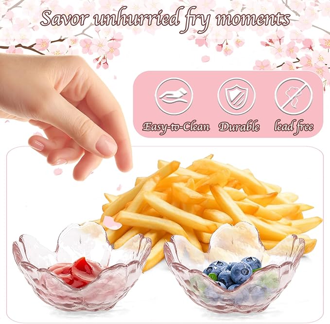 Soy Sauce Dish, 15 Pack Glass Soy Sauce Dish Small Glass Bowls Sakura Shape Dipping Bowls For Ice Cream, Pudding, Custard, Dessert