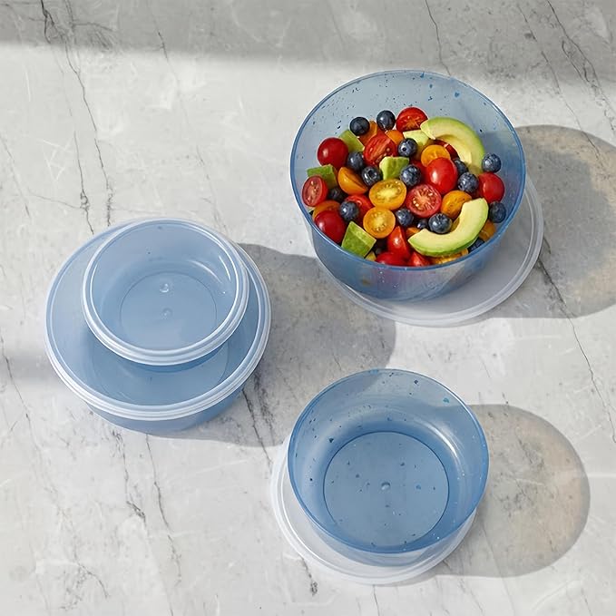 4Pcs stackable Plastic Mixing Bowls with Lids Set for Kitchen, Safe BPA Free Non Toxic Serving Bowl Mixing Bowls