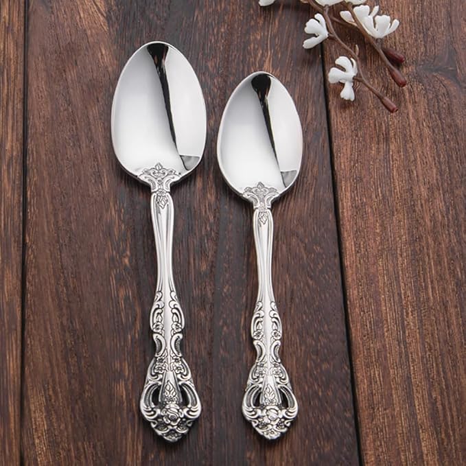 TWEE Luxury Fine Silverware Set for 12 Flatware Set 60 Pieces Relief Sculpture Openwork Design Elegant Tableware Set 18/10 Stainless Steel Cutlery Set Utensil Sets for Home Restaurant Dishwasher Safe