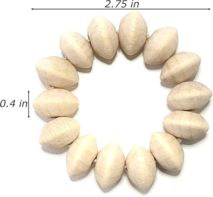 Napkin Rings Set of 6 - Wooden Beads Napkin Rings | Rustic Wooden Napkin Ring Holder for Table Decoration - Handmade LEBEJUA Napkin Ring with Wood Beads & Jute Twine - Farmhouse Holder for Napkins