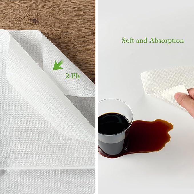 ECOLipak Lunch Napkins Bulk, 250 Count Everyday Paper Napkins, 6.5×6.5 Inch Folded, 2-Ply Soft And Absorbent for Dinner, Gathering, Bar, Restaurants(13×13 Inch Unfolded)