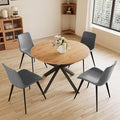 43.2"-59.1" Extendable Round Dining Table for 4-6 Person, Modern Wooden MDF Round Kitchen Table, Oak Coffee Table w/ 4 PU Leather Chairs