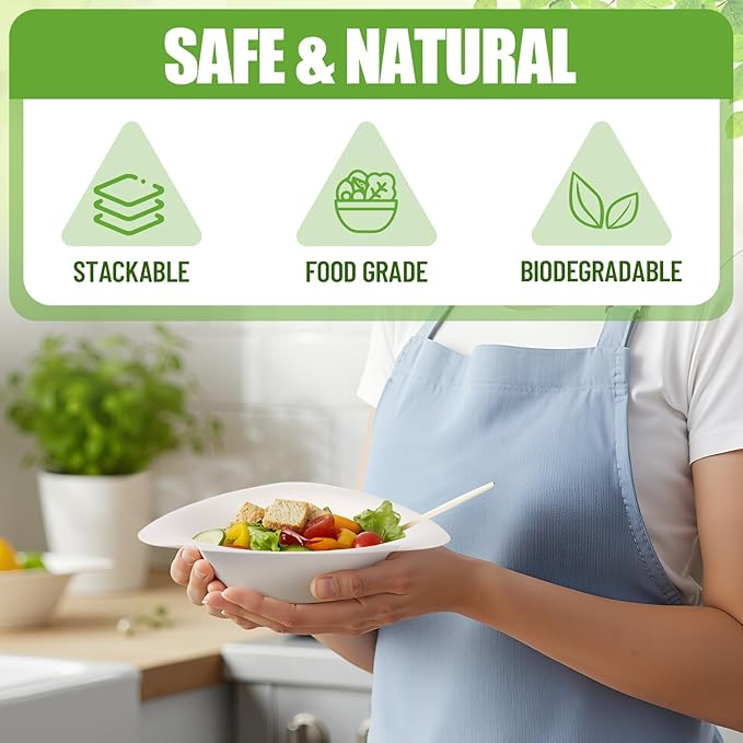 100 Pack Triangle Paper Bowls with Spoon 14oz Disposable Paper Soup Bowls Dessert Fancy Ice Cream Cups for Hot Food, Soup, Salad, Meals