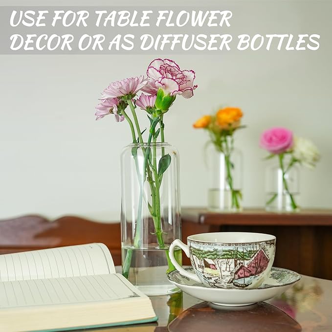 12pcs Glass Bud Vases - 6.7 Inch Tall Clear Flower Vases for Centerpieces, Glass Vase Modern Bud Vase for Wedding Party Dining Table Centerpieces, Living Room Decorative, Home Decor