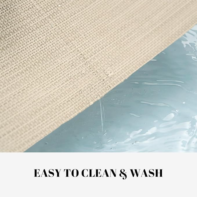 Placemats Set of 4 Vinyl/Plastic Woven Place Mats for Kitchen Table Indoor/Outdoor Washable Placemat Wipeable Dining Table Mats (Beige,4)