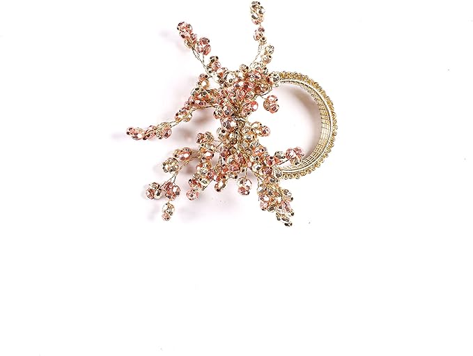 Copper Gold Beaded Napkin Ring Set of 12 - Elegant Beautiful Fancy Decorative Napkin Holder for Dining Table Décor, Easter, Farmhouse, Wedding, Party, Thanksgiving, Everyday Use