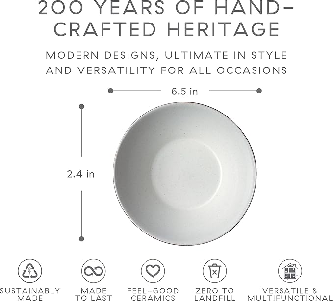 Denby - Impression Mixed Color Cereal Bowls Set of 4-18.6oz Dishwasher Microwave Safe - Scratch Chip Resistant - Modern Angular Shape - Tableware for Nibbles, Dips, Side Dishes, Cereal & Desserts