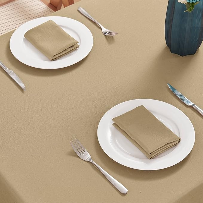Faux Linen Rectangle Tablecloth Waterproof 60x104 inch Table Cloth Stain and Wrinkle Resistant Washable, Decorative Fabric Table Cover for Dining, Kitchen, Wedding and Parties, Coffee