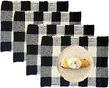 Perilla Home Cotton Placemat Set of 4 Table Mats for Kitchen Dining Home Decor Vintage Boho Rectangle Placemats (Black and White 13"x19")