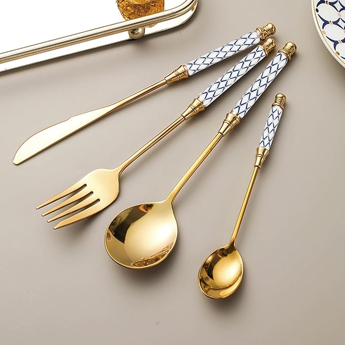 20-piece Silverware Set With Ceramic Handle, Premium Food Grade Stainless Steel Flatware Sets, Mirror Polished Cutlery Set, Dishwasher Safe (for 4 People)