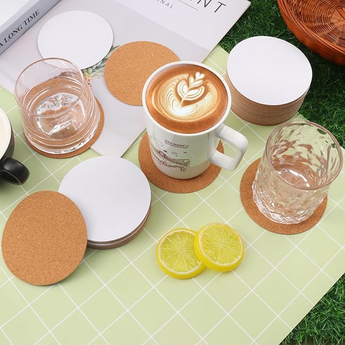500 PCS 3.74 Inch Round Self-Adhesive Cork for Coasters, Cork Coaster Backing Pad for Home Tabletop Decoration