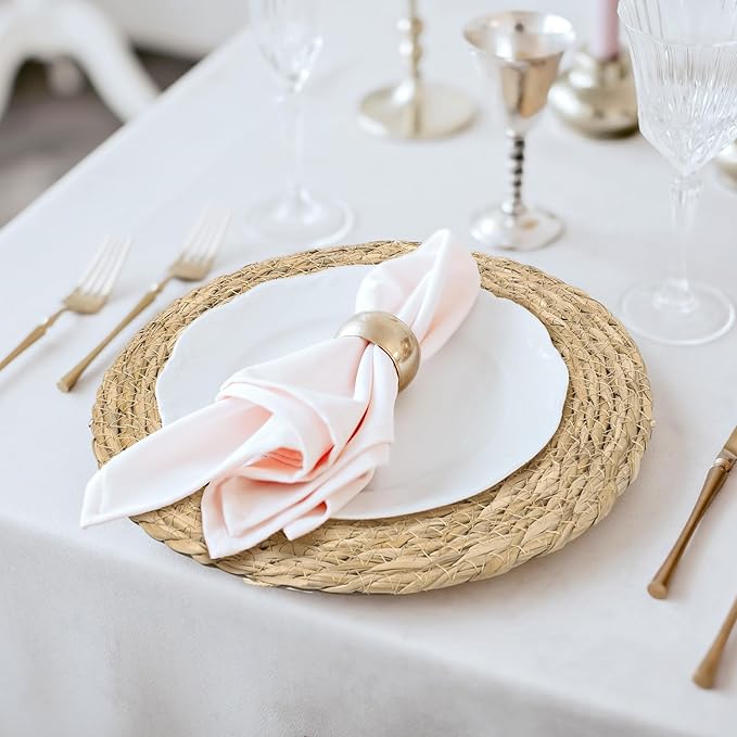 Elcoho 40 Pieces Round Woven Placemats 12 Inch Boho Rattan Placemats Farmhouse Braided Place Mats Woven Plate Chargers Rustic Wicker Table Mats for Dining Table
