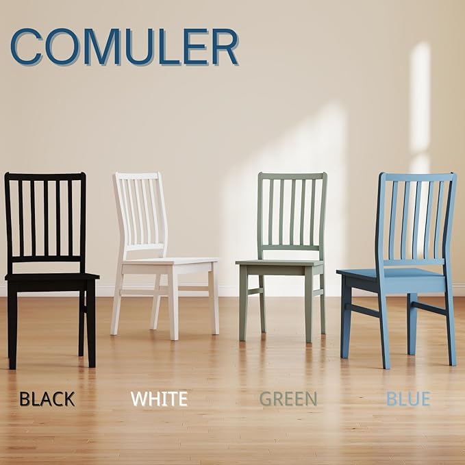 White Wooden Dining Chairs Set of 4, Farmhouse Dining Room & Kitchen Chair with High Back, Spindle Windsor Armless Side Chair for Living Room Dining Room Kitchen Restaurant Balcony