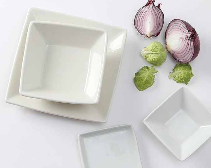 Tuxton China BEH-073B Plate, 7-3/8", Square, Wide Rim, Microwave and Dishwasher Safe, Oven Proof, Fully Vitrified, Ceramic, DuraTux, American White/Eggshell, Pack of 12