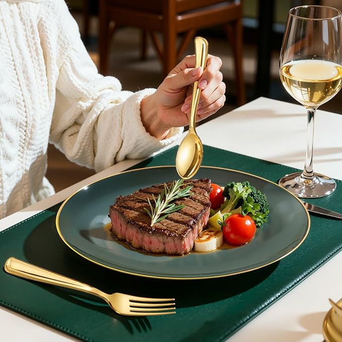 WDF 300Pcs Green Plates Disposable - Heavy Duty Green Plates - 50Guest Green Plastic Dinnerware Include 50 Dinner Plate, 50 Dessert Plate, 150 Cutlery & 50 9oz Cups for Parties St. Patrick’s Day