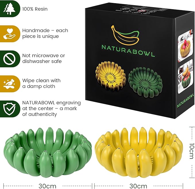 Banana fruit bowl holder 12 inch Large Basket fruit storage - Centerpiece for Kitchen,Dining Table & Entryway - Home Decor - functional fruit storage - Unique gifts ideas. (Green)