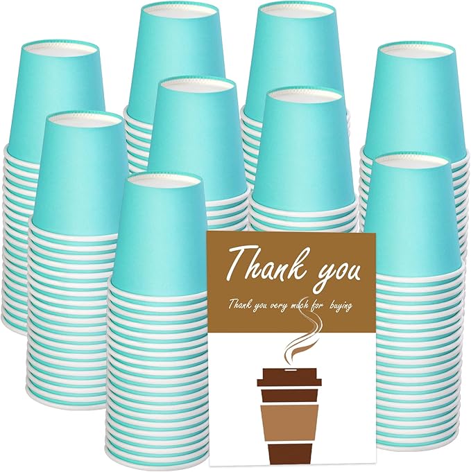 Wuadua 200 Pack 3 oz Blue Espresso Paper Cups - Sturdy and Leak-Proof for Parties, Events, Office, Home Use Disposable Mouthwash Cups - Ideal for Hot/Cold Drinks, Smooth Rim Design, Eco-Friendly